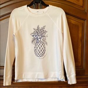 Tommy Bahama White Sweatshirt with Blue Pineapple Design